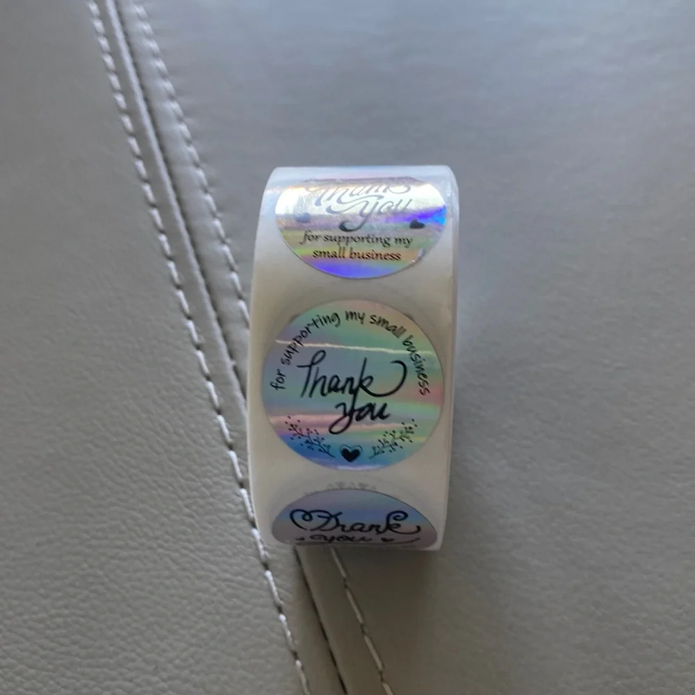 1 roll of 500 holographic Thank You stickers